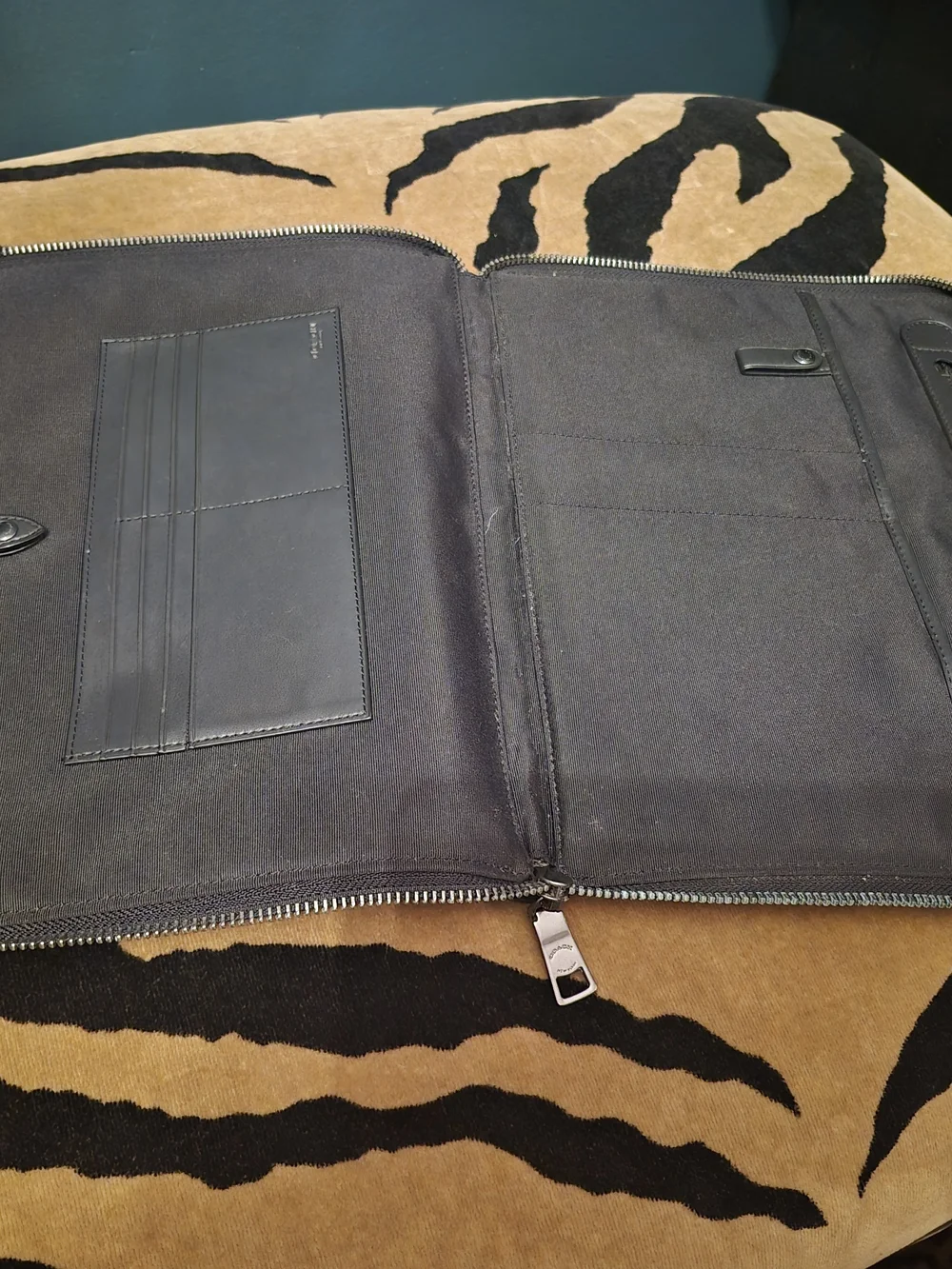 COACH Men's Or Women's Black Leather Zip Portfolio - Classic Carry